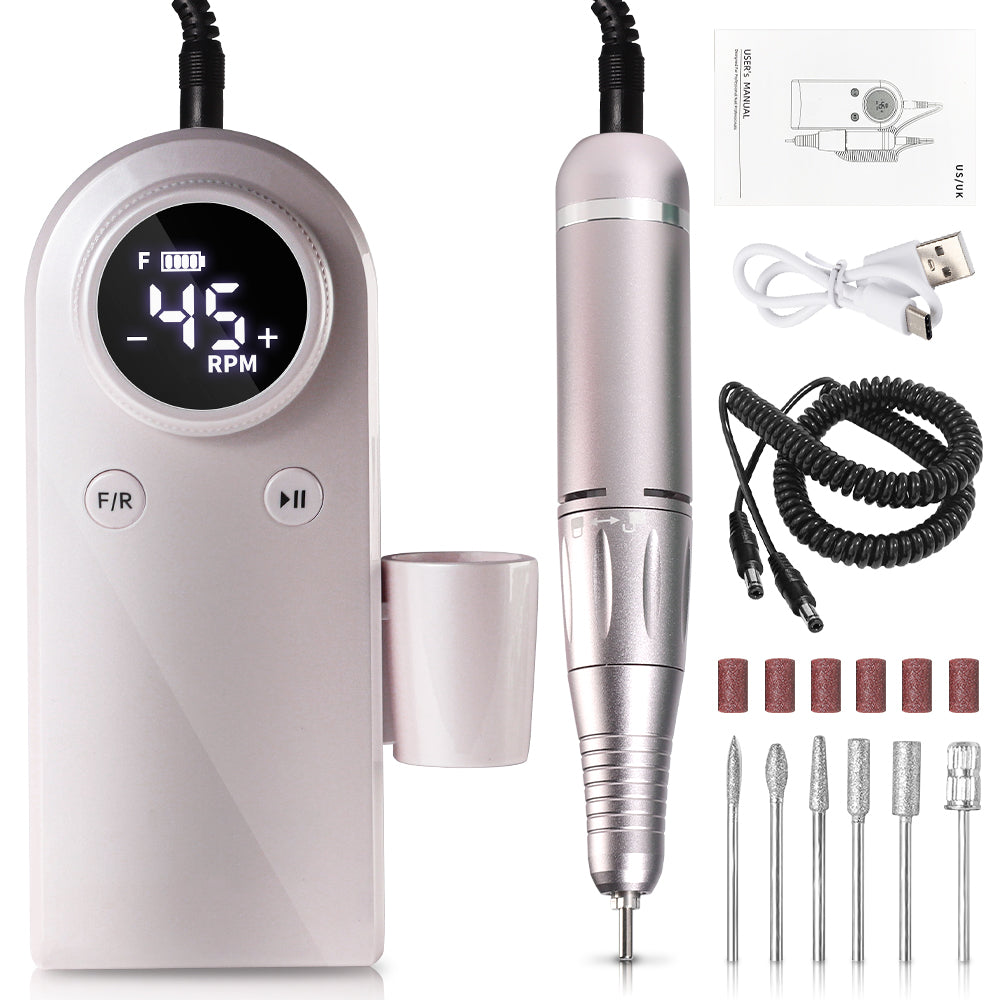 45000RPM Professional Nail Drills Kit With 6 Drill Bits Beauty dealsniper-net Pink