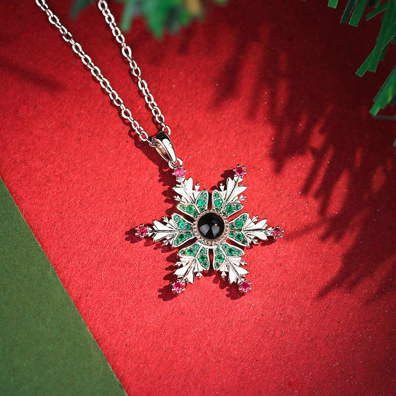 New Christmas Snowflake Necklace With Projection Design Jewelry dealsniper-net