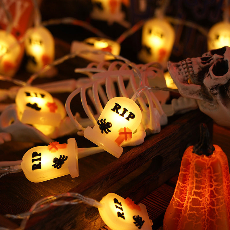 PVC Soft Material Halloween Lighting Chain Pumpkin Ghost Holidays DealSniper.net Tombstone Warm Light 10 Lights