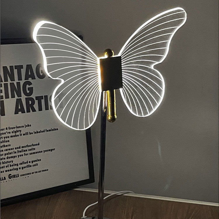 Crystal Butterfly Table Lamp Creative Bedroom Holiday Home Decor Gym From House