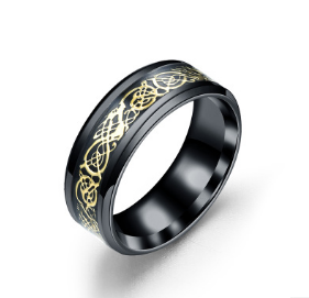 Titanium Steel Dragon Ring Jewelry dealsniper-net Black+Gold 10