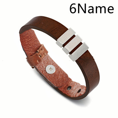 Customized Family Names Bracelet For Men Personalized Engraved Jewelry Gym From House Brown 6Name