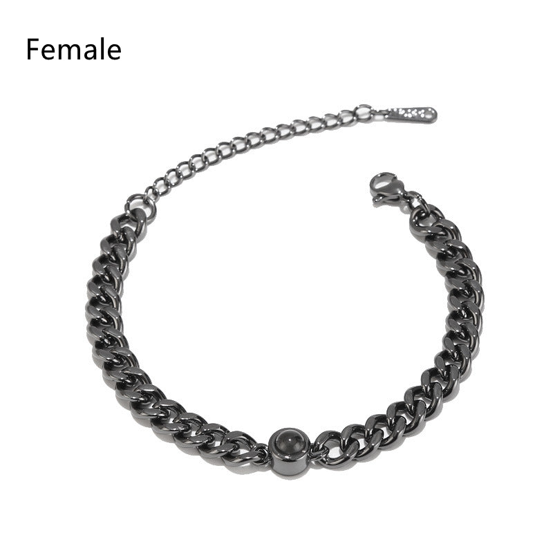 Titanium Steel Personalized Photo Custom Bracelet Jewelry Gym From House Black female