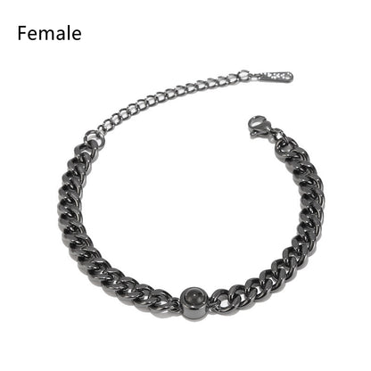 Titanium Steel Personalized Photo Custom Bracelet Jewelry Gym From House Black female