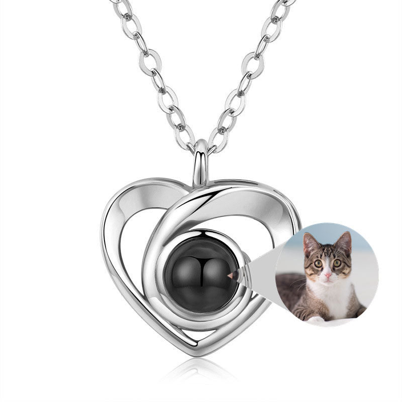 S925 Silver Romantic Photo Projection Necklace Heart