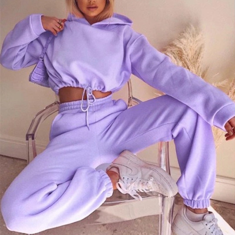Jogging Suits For Women 2 Piece Sweatsuits Tracksuits Sexy Long Sleeve HoodieCasual Fitness Sportswear Women DealSniper.net Purple L