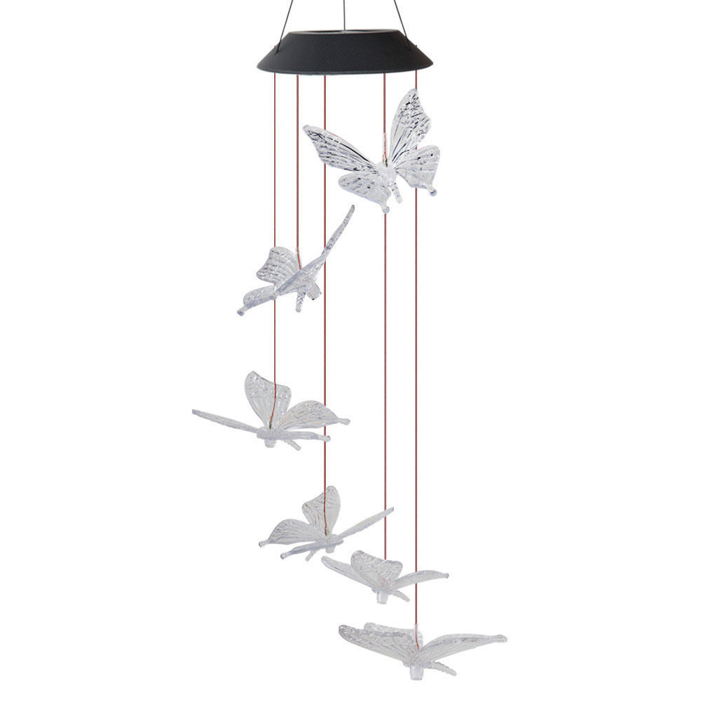 Color Changing Solar Power Wind Chime Crystal Ball Hummingbird Deals dealsniper-net White