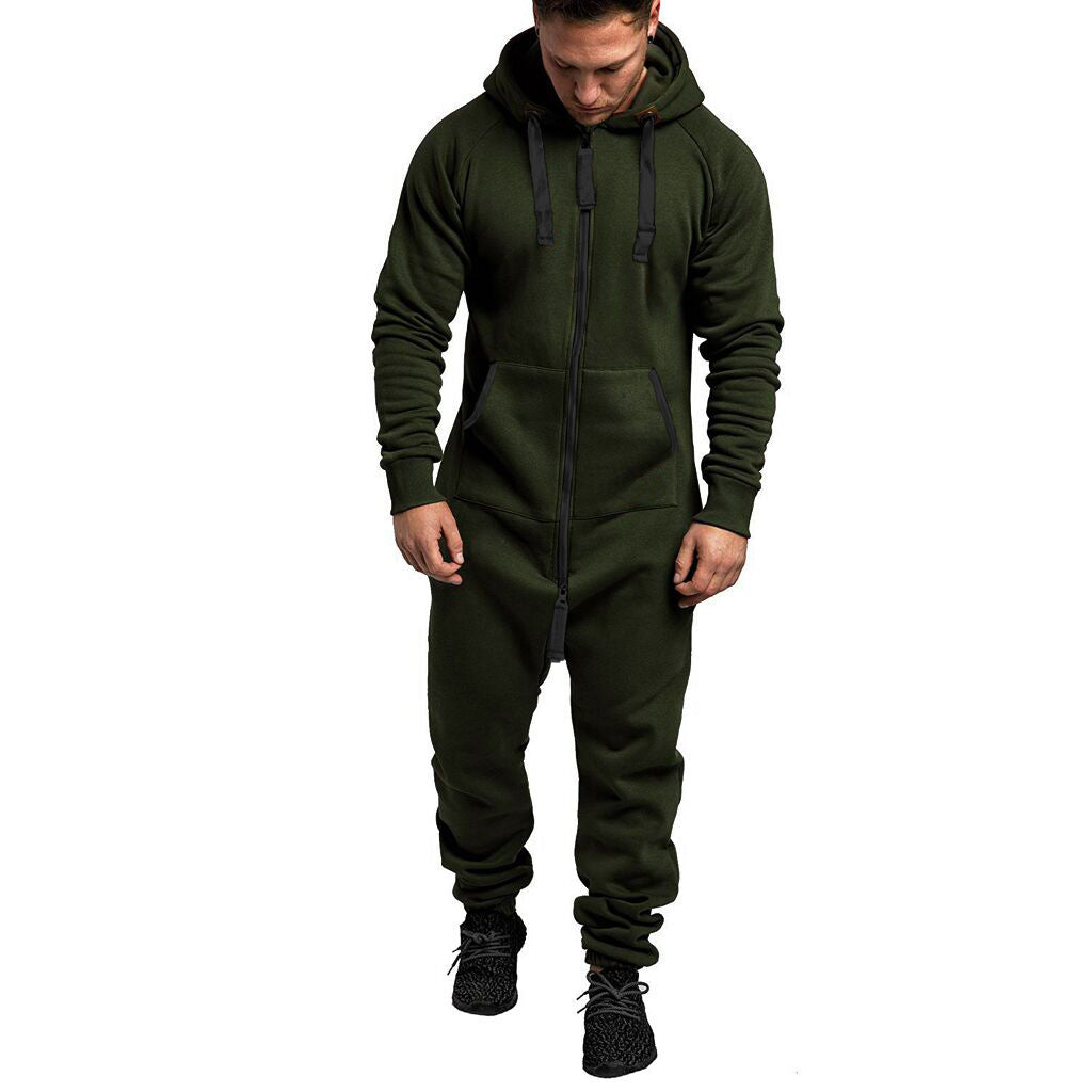 Hooded fleece bodysuit Men dealsniper-net Green 3XL