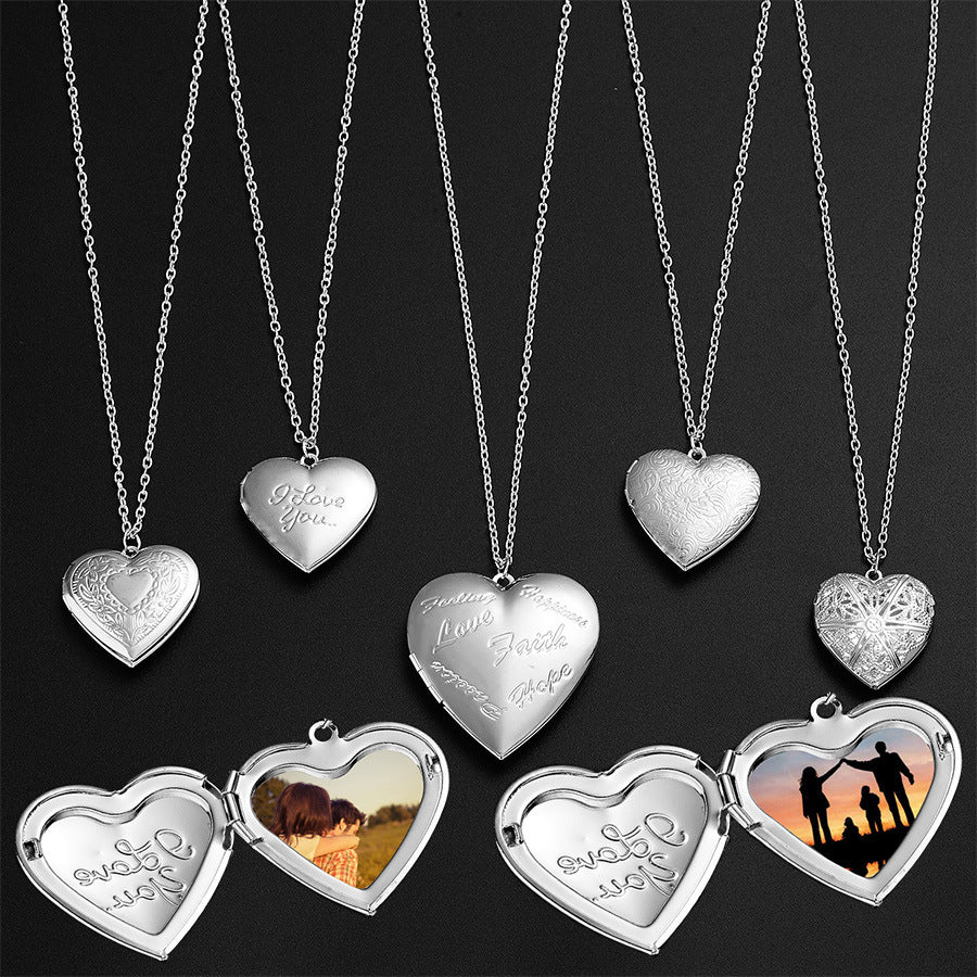 Carved Design Love Necklace Personalized Heart-shaped Jewelry dealsniper-net