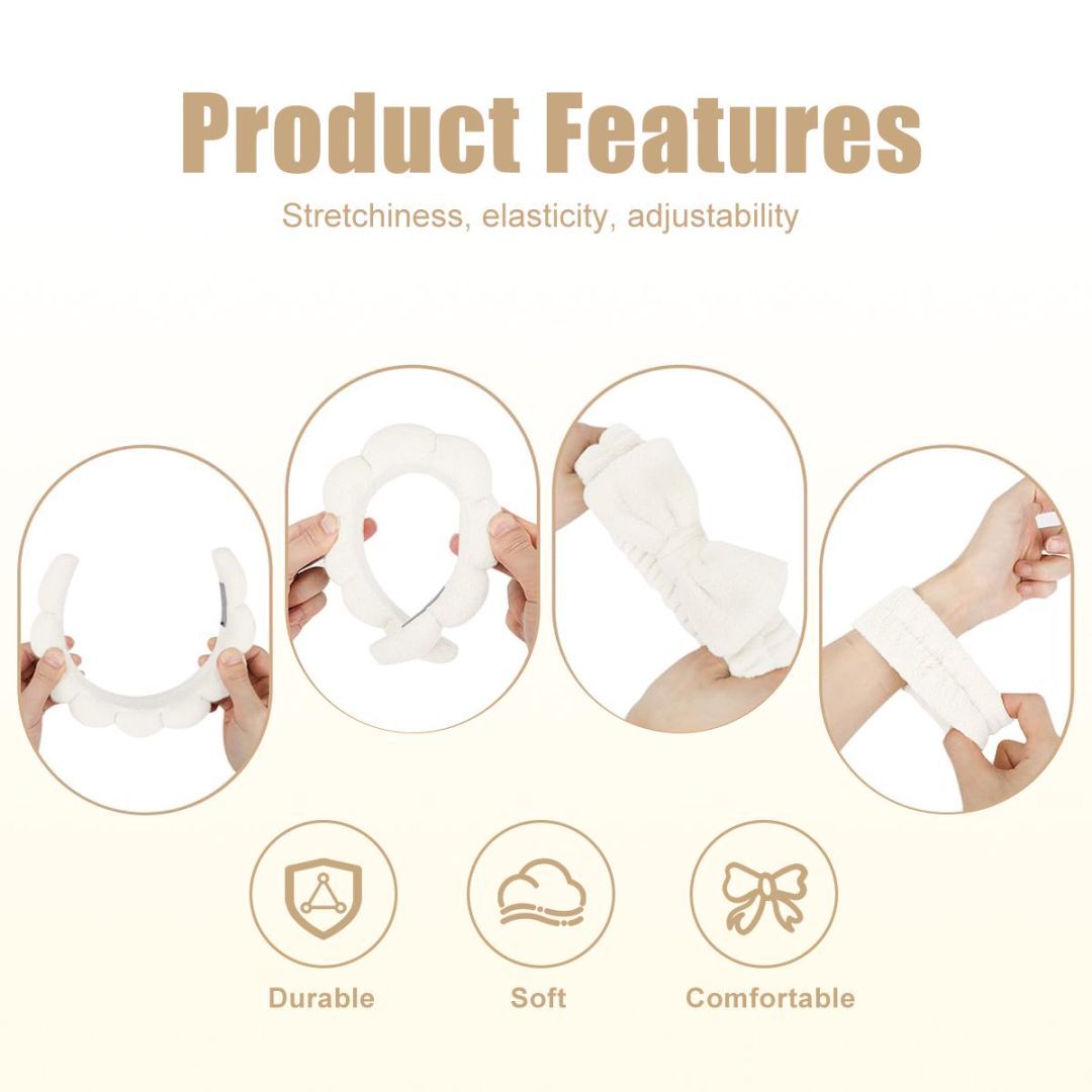 Hairband Bracelet Head Buckle Four-piece Set Beige Beauty DealSniper.net