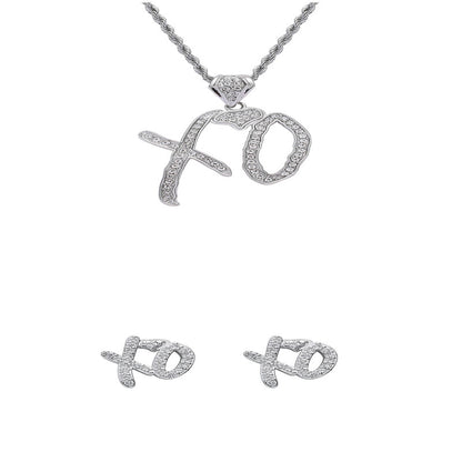 Hip Hop Necklace Letter Pendant Jewelry Jewelry dealsniper-net Silver set