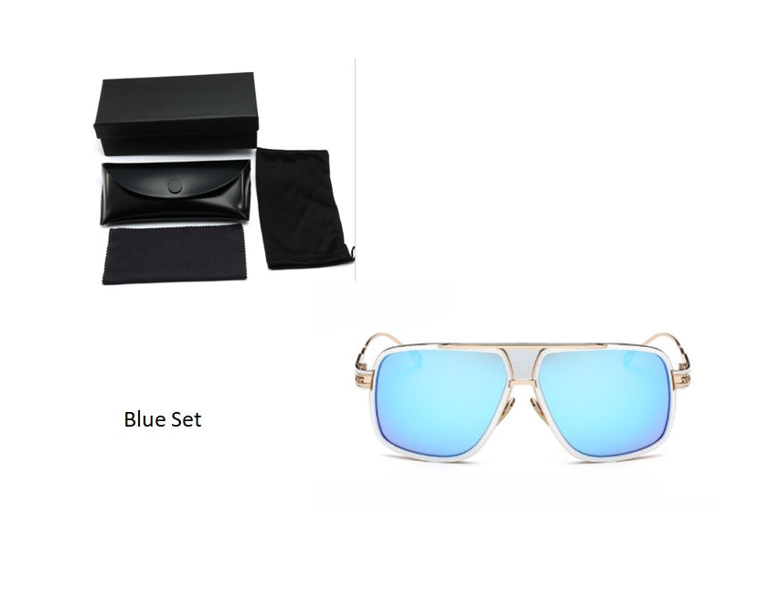 Sunglasses Men Brand Designer Sun Glasses Driving Oculos Men DealSniper.net Blue set