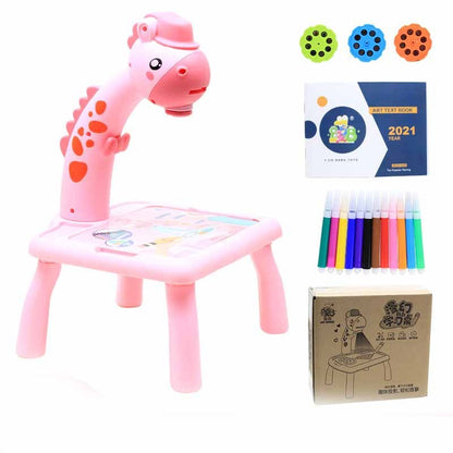 Cartoon Giraffe Projection Painting Study Desk Kids dealsniper-net B