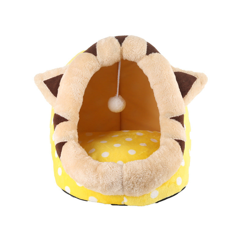 Cat Bed Indoor Soft Cats Houses Warm Cozy Cushion Pets dealsniper-net Yellow L