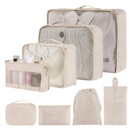 Home Fashion Simple Solid Color Storage Bag House dealsniper-net Beige 8Set