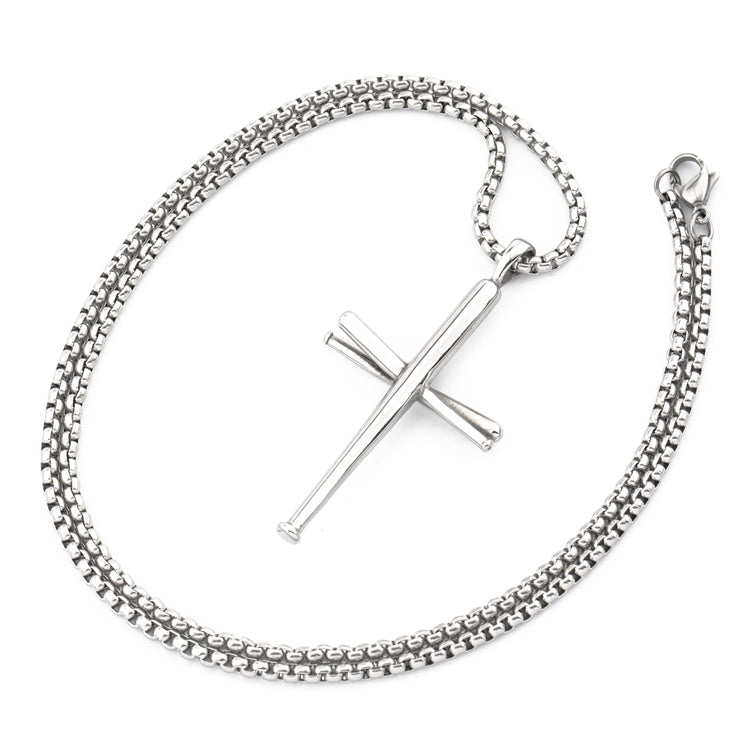 Baseball bat cross hip hop necklace Jewelry dealsniper-net