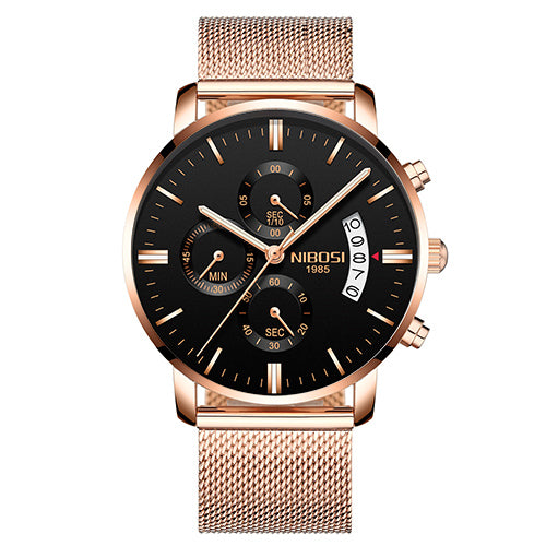 Men Watch Chronograph Sport Mens Watches Top Brand Men DealSniper.net Rose black