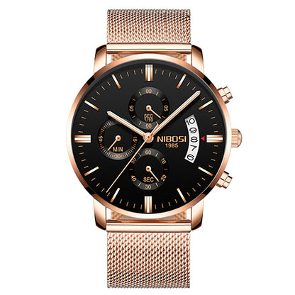 Men Watch Chronograph Sport Mens Watches Top Brand Men DealSniper.net Rose black