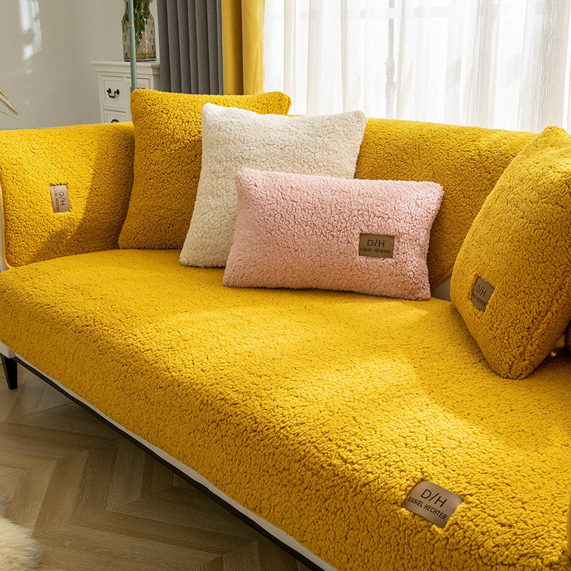 Modern Solid Color Winter Lamb Wool Sofa Towel Home Decor dealsniper-net