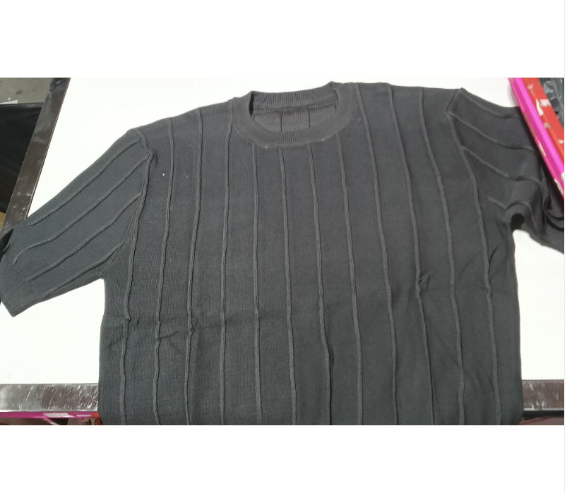 Short Sleeve Knitted T-shirt Summer Men's Light Round Neck Thin Tops Men Gym From House Dark Gray 2XL