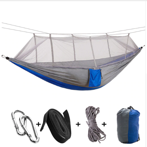 Outdoor Parachute Cloth Hammock Couble with Mosquito Net Light