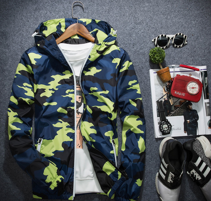 Covrlge Men Jacket Fashion Spring Men Brand Camouflage Jackets Casual Mens Coat Men's Hooded Luminous Zipper Coats MWJ011 Men DealSniper.net Green 2XL