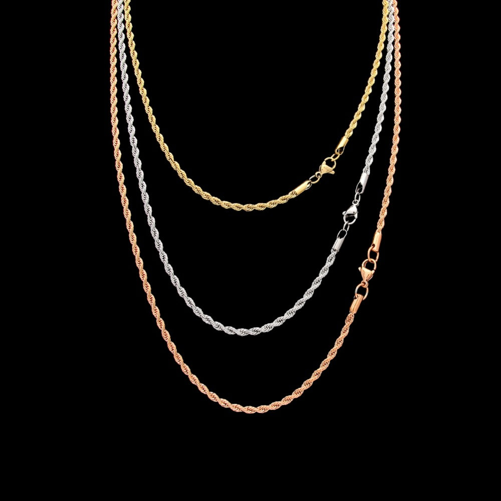 Hip Hop Rapper Chain 3mm gold Silver nakelace for Men Jewelry Gym From House