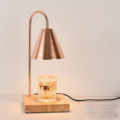 Log Aromatherapy Melting Wax Lamp Candle Essential Oil Home Decor dealsniper-net Log and rose gold lampshade US