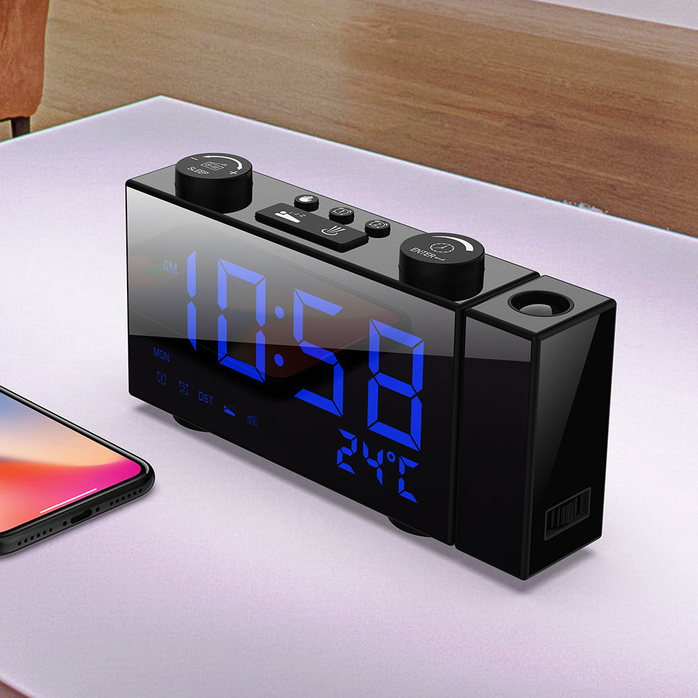 FM Radio Projection Alarm Clock With Digital Display