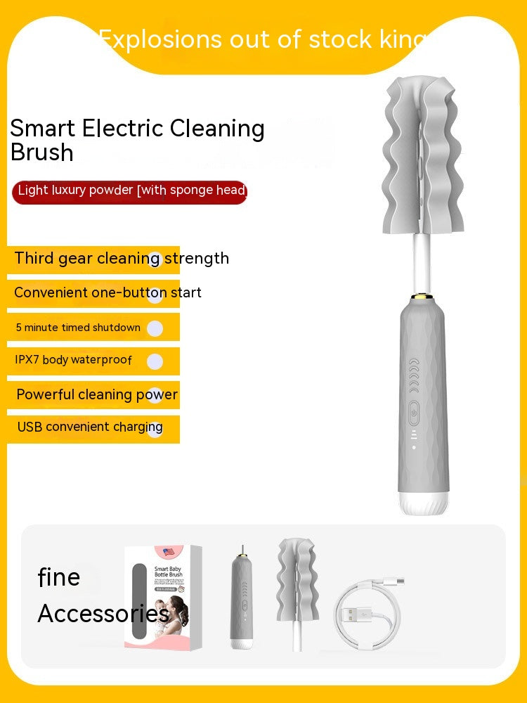 Electric Baby Bottle Brush Sponge Cup Kitchen dealsniper-net Gray Basic Style