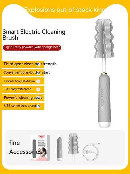 Electric Baby Bottle Brush Sponge Cup Kitchen dealsniper-net Gray Basic Style