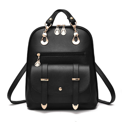 Female bag fashion PU leather dual-use backpack Women DealSniper.net Black