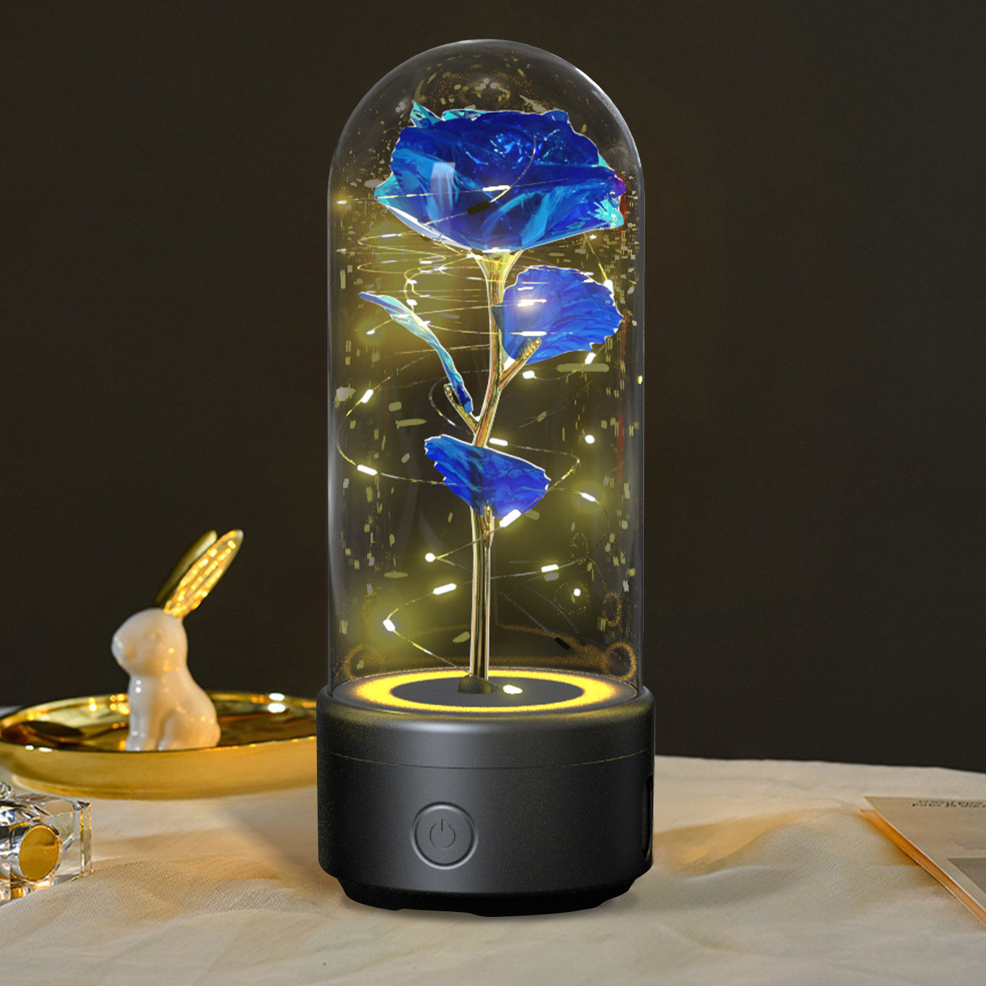 Creative 2 In 1 Rose Flowers LED Light And Bluetooth Speaker