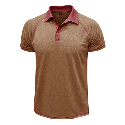 Short-sleeved Lapel T-shirt POLO Bottoming Shirt Men Clothing Men DealSniper.net Khaki L