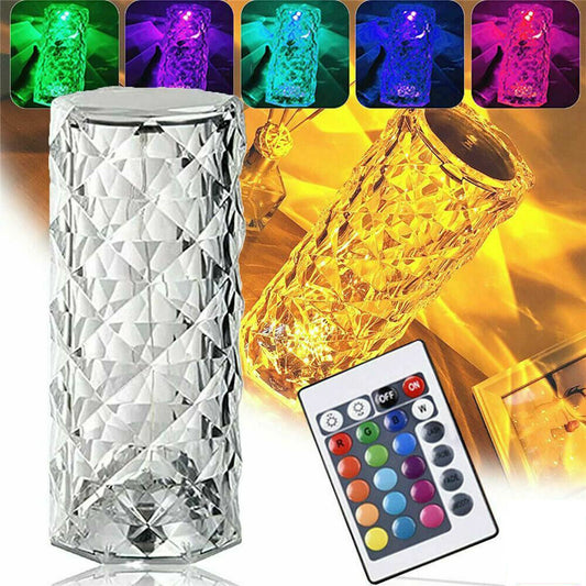 LED Crystal Table Lamp Diamond Rose Night Light Touch Atmosphere &Remote Control Home Decor dealsniper-net Transparent