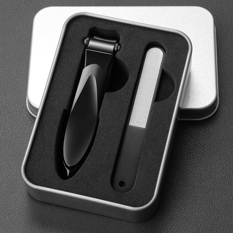 New Anti-Splash Nail Clipper Stainless Steel Beauty dealsniper-net Silver Box Black 2Piece Set Large