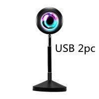 Upgrade Rainbow Sunset Projector Lamp Atmosphere Light Home House DealSniper.net Colorful sunset lights 2pc 6W USB