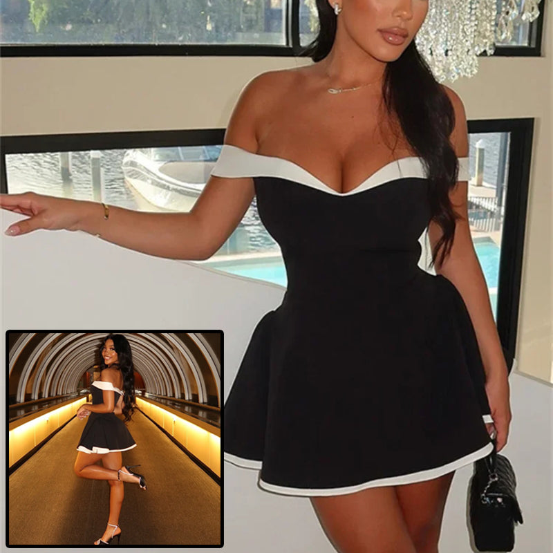 Women's Black And White Patchwork Summer Dress Women Gym From House