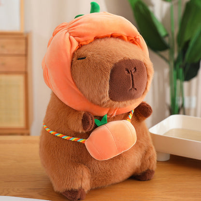 Vegetable Water Guinea Pig Doll Capabala Plush Doll Headgear Detachable Kids dealsniper-net Vegetable Capabala Pumpkin 28cm