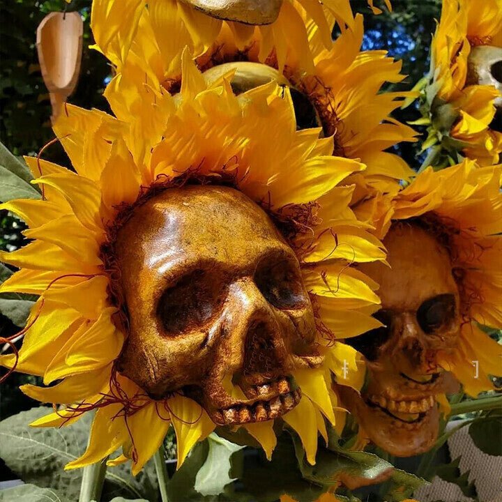 Skull Sunflower Halloween Decoration Garden Simulation