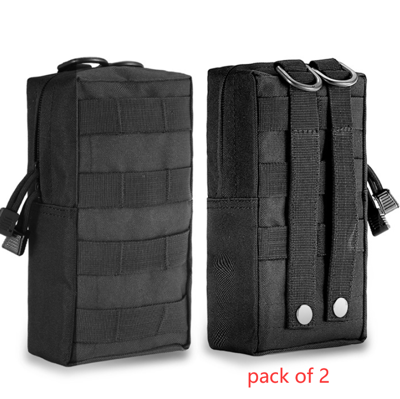 Molle Pouches EDC Utility Pouch Gadget Gear Bag Military Vest Waist Pack Water-resistant Compact Bag Men dealsniper-net Black.2pieces