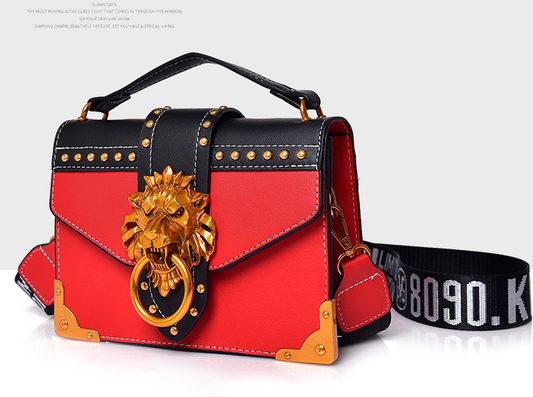 Women Fashion Pack Shoulder Bag with Metal Lion Head Crossbody Package Women dealsniper-net