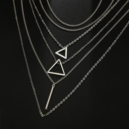 Triangle Bar Pendant Multilayer Women's Necklace Jewelry dealsniper-net