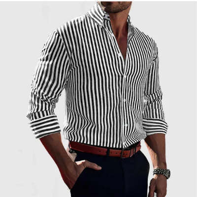Ins Stripe Printed Long Sleeve Shirt Men Fashion Men Gym From House ML251711443 2XL