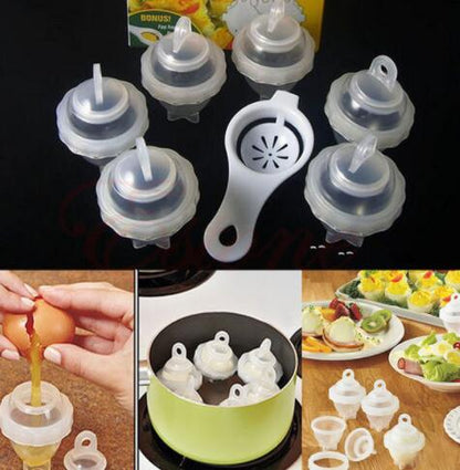 Hot 1 Set7 Piece Hard Boil Egg Cooker 6 Eggies Without Shells Kitchen DealSniper.net Color box