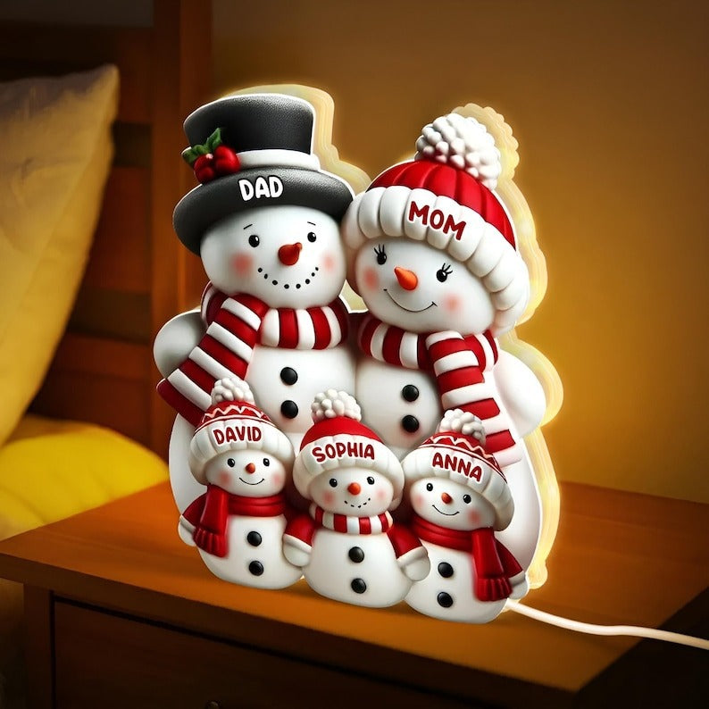 Cute Snowman Family Acrylic Night Light Ai Recorder Gym From House Red 15cm