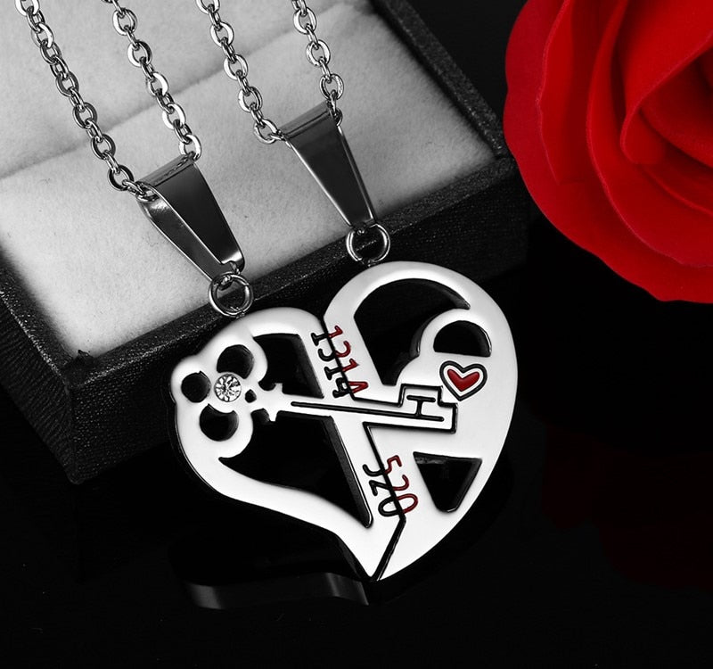 Pendant Love Necklace Set Lover Valentine Gifts Stainless Steel Chain Necklace Jewelry dealsniper-net Silver