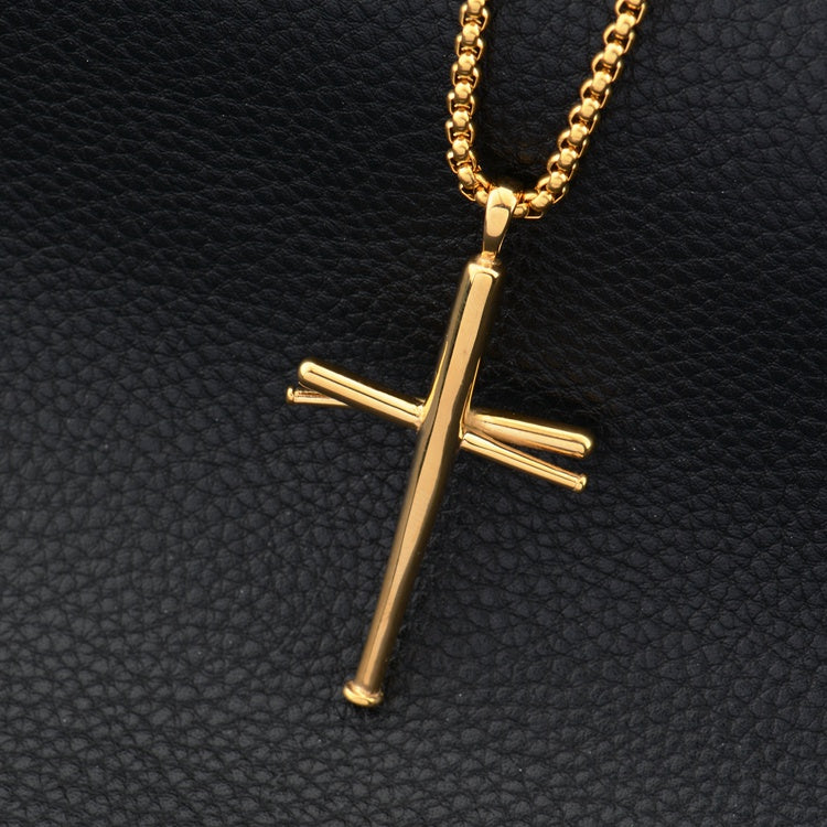 Baseball bat cross hip hop necklace Jewelry dealsniper-net