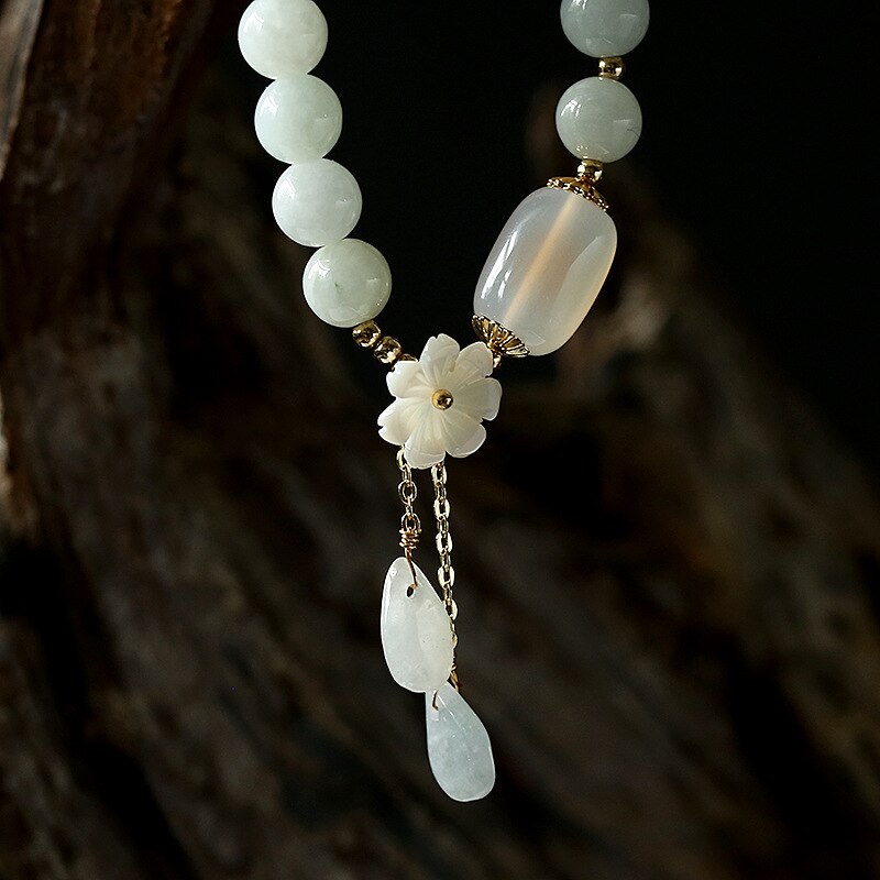 Shell flower jade water drop bracelet Jewelry dealsniper-net