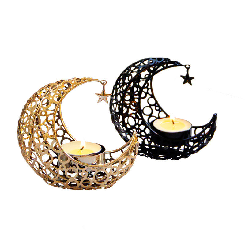 Light Luxury Crescent Moon Star Moon Candle Holder Home Decor dealsniper-net